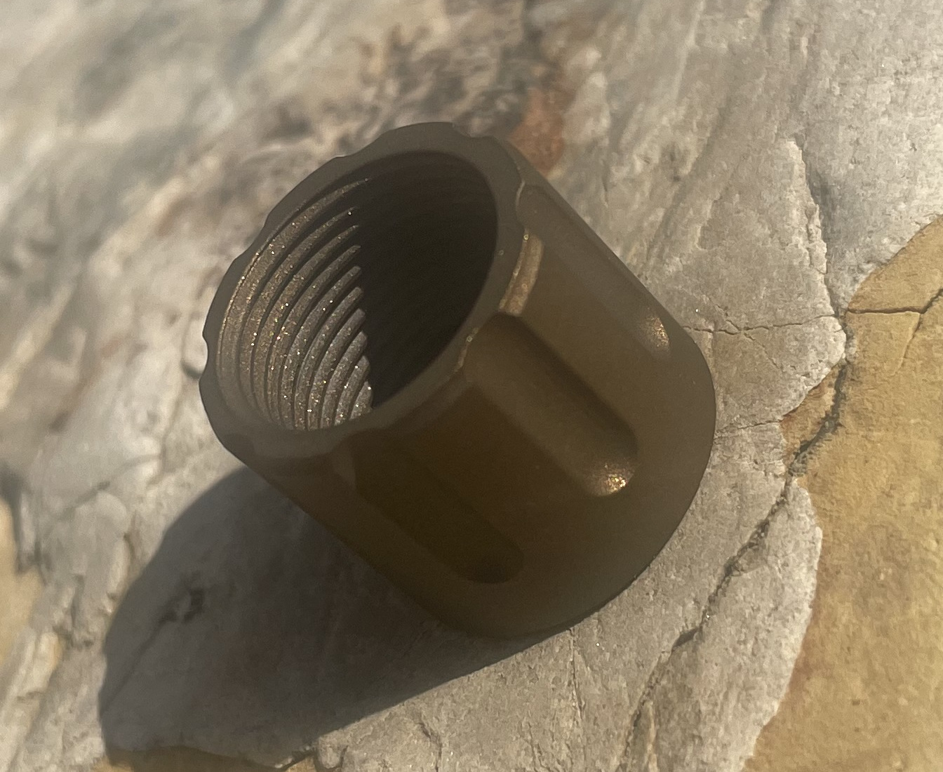 x-caliber-muzzle-thread-protector-750-od-5-8x24-burnt-bronze-cerakote